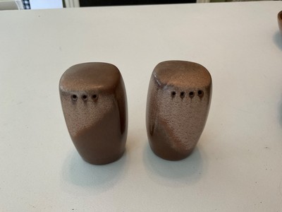 Frankoma Plainsman Brown Salt & Pepper Shakers Brown & Cream Stoneware