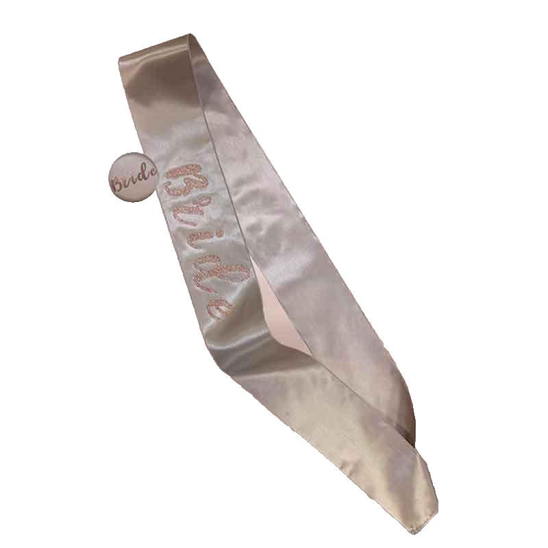 Bride Sash & Badge Set Hen Night Party Do gift accessory Nude Rose Gold Diamante