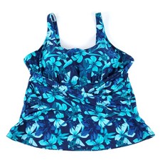 New Lands' End Women's Plus SE Scoop Neck Tankini 498271 Deep Sea Tossed Orchid