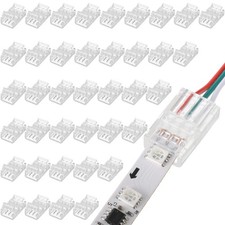 Flutesan 40 Pcs 3 Pin 10mm Solderless LED Light Strip Connectors Clear Track ...