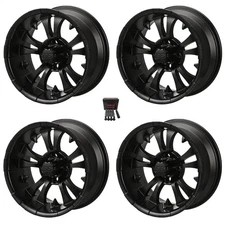 LSI Warlock 14" Golf Cart Wheels/Rims Gloss Black Yamaha