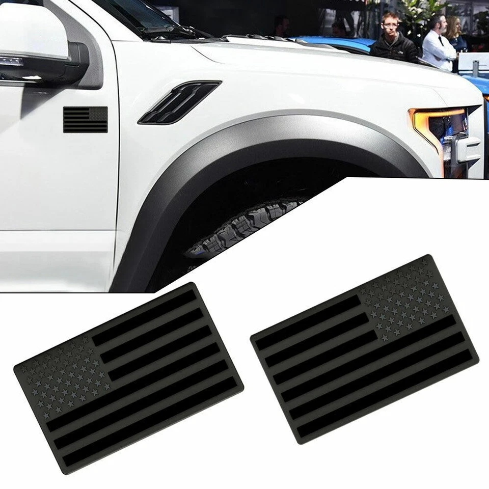 美国国旗美国金属贴纸贴花,2 件汽车卡车车身徽章配件 — 第 4/4 张图片