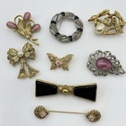 Lot of 8 Vintage 1928 BROOCH Pins Rhinestone Enamel Brooches Costume Jewelry