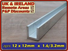 12mm - 13mm Aluminium Kanal C U Profil| 5mm 6mm 9,5mm Innenspalt ID Glasur...