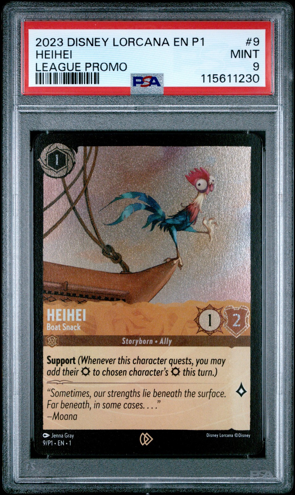2023 DISNEY LORCANA EN P1-PROMO LEAGUE PROMO #9 HEIHEI - BOAT SNACK PSA 9