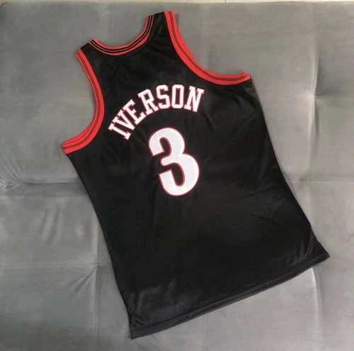 Philadelphia 76ers Allen Iverson 3 NBA vintage black basketball jersey image 3