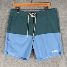 Fair Harbor Board Shorts Men's 33 Blue Drawstring Unlined Swim Trunks