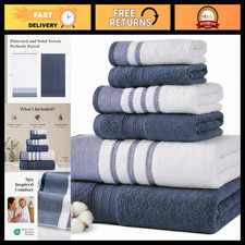 6 Piece Bath Towel Set - 100 Cotton Soft Absorbent Towels, 2 Bath, 2 Hand, 2 Wa