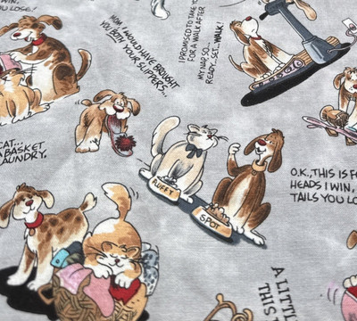 It's Pets World by Finkstrom Gray Cotton Cat Dog Fabric Remnant #14