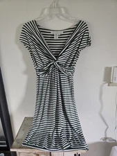 Green And White Knee Length Striped  Dress by Max Studio Size M