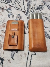 Vintage Tommy Bahama Leather Covered Travel Cigar Case with Flask