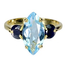 925 Sterling Silver Ring Marquise Sky Blue Topaz Sapphire Gemstone Jewelry Sz 6