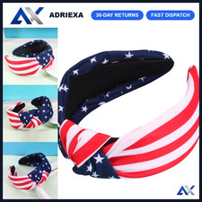 Patriotic USA Headbands for Women  Girls - 4th of July Red White Blue Knot Head
