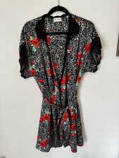 Vintage BARBIZON SATIN Wrap ROBE Short Kimono Tie SHINY Liquid Silky Small-Med