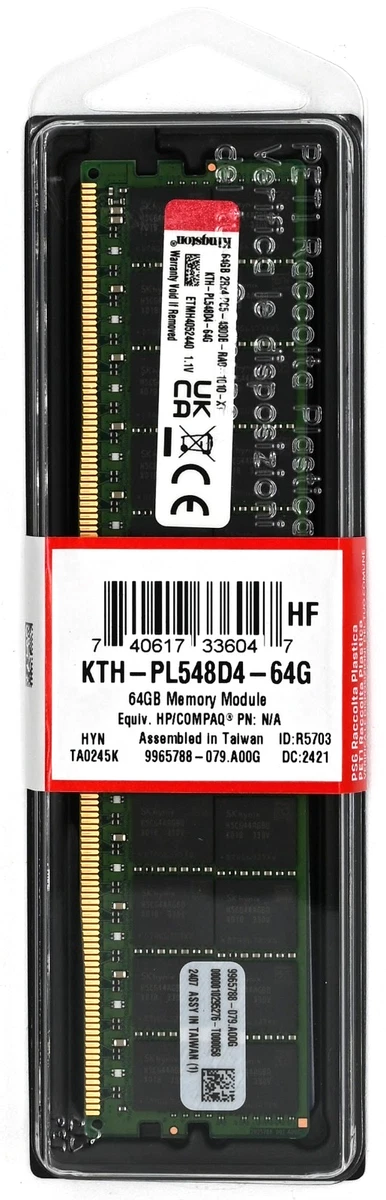 Kingston 64GB DDR5 4800MT/s ECC Reg メモリ Kingston 64GB DDR5 4800MHz ECC RDIMM 2Rx4 REG Server RAM Memory