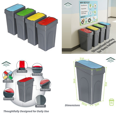 50L Kunststoff Wertstofftonne Mülleimer Küche Garten Papierkorb Abfalleimer + Deckel