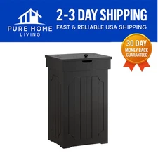 Stylish Black 13 Gal Wooden Trash Cabinet - Abrasion-Resistant & Durable