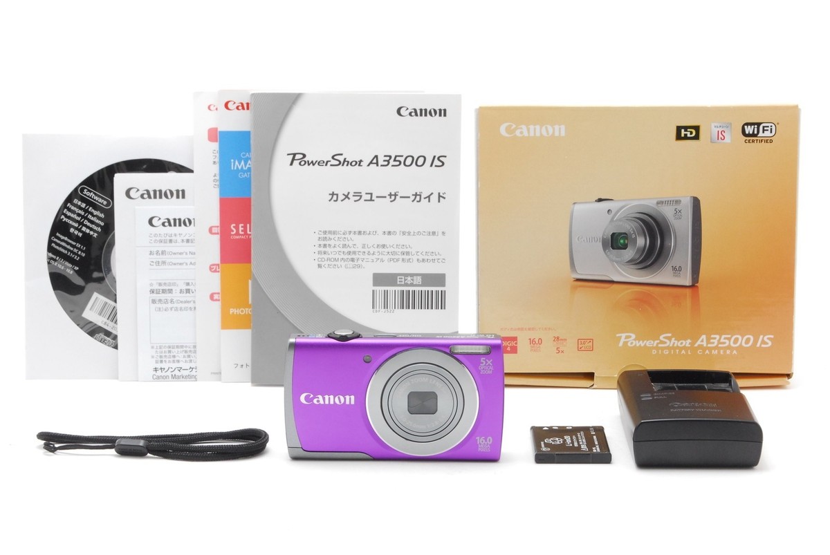 MINT) Canon PowerShot A3500 IS Purple 16.0MP 5x Digital Camera