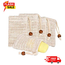 5 Pack Sisal Soap Saver Bags Exfoliating Natural Pouches Mesh for Bath Shower