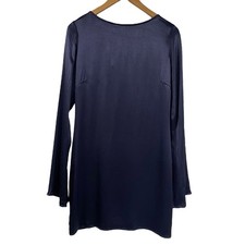 Rumored Silky Navy Blue Mini Dress Long Bell Sleeve Open Back Medium NWT