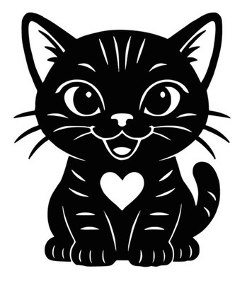Katze Kätzchen mit Liebe Herz Aufkleber Sticker Wählen Sie Ihre Größe und Farbe