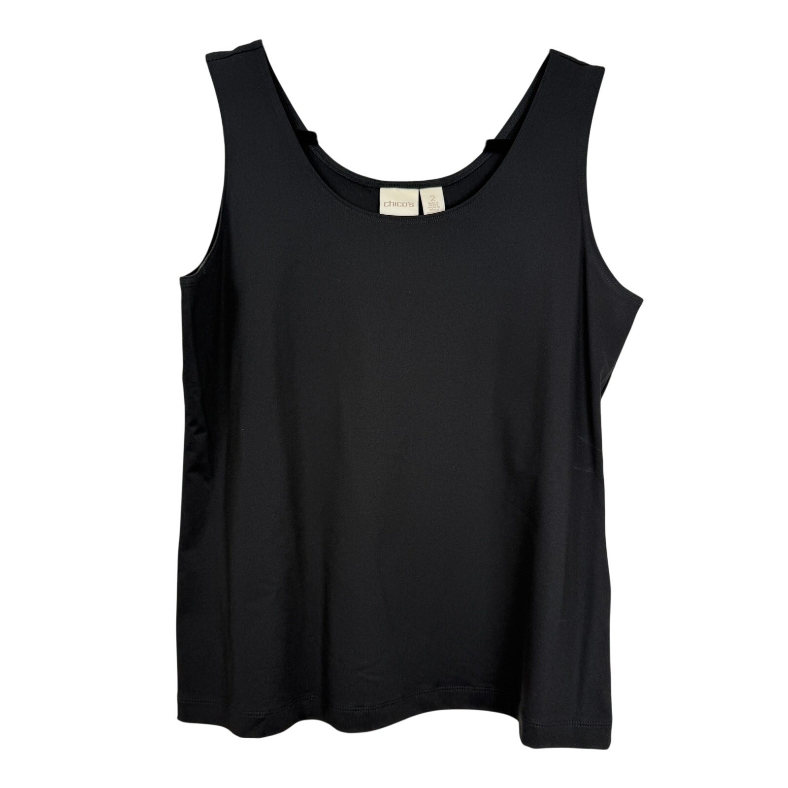Chico’s Size 2 Black Basic Stretch Tank Minimalis… - image 1
