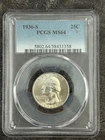 KEY, PCGS MS64 1936-S SILVER WASHINGTON QUARTER. Looks FULL-GEM Gorgeous example