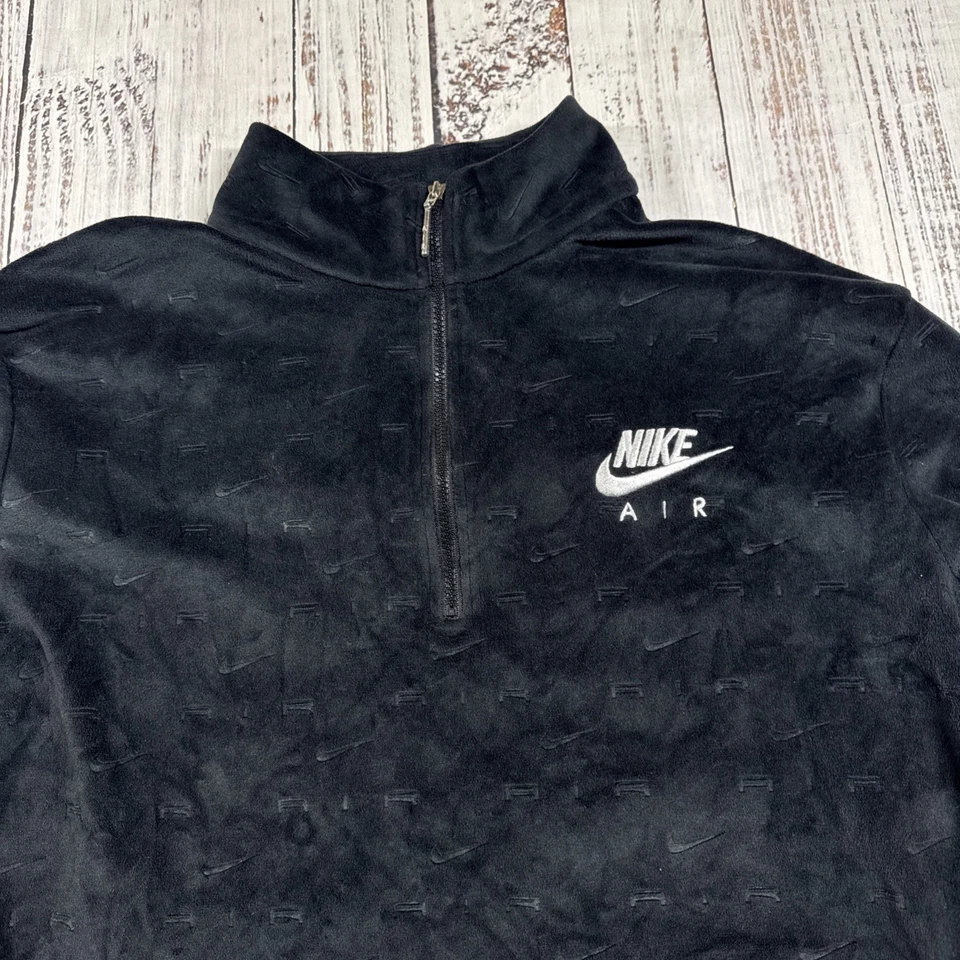 NIKE AIR LONG SLEEVE VELOUR CROP TOP BLACK ALL OVER AIR SWOOSH JRS SIZE XL - Image 3 of 4