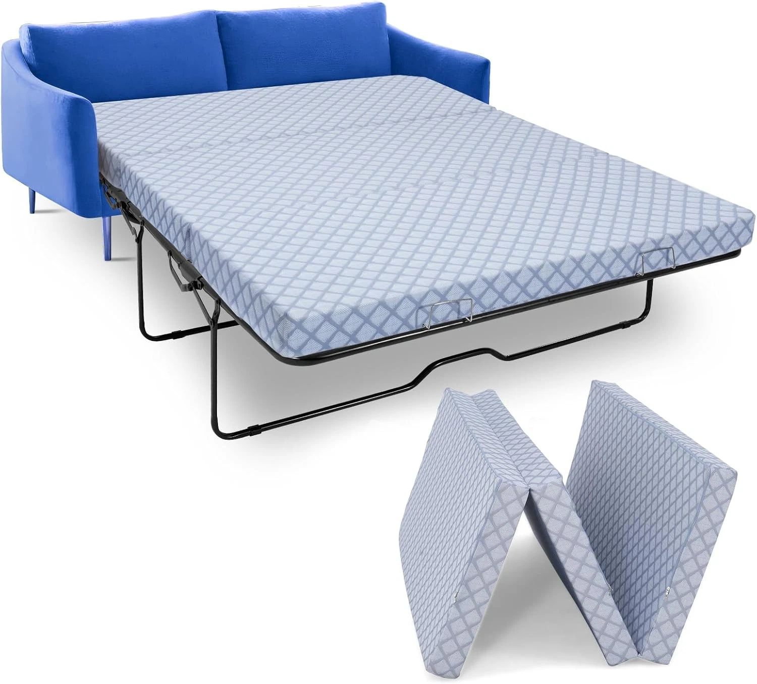 NAIZEA 4" Tri-Fold Memory Foam Folding Mattress Topper Floor Bed 72"L ,53"/ 59"W