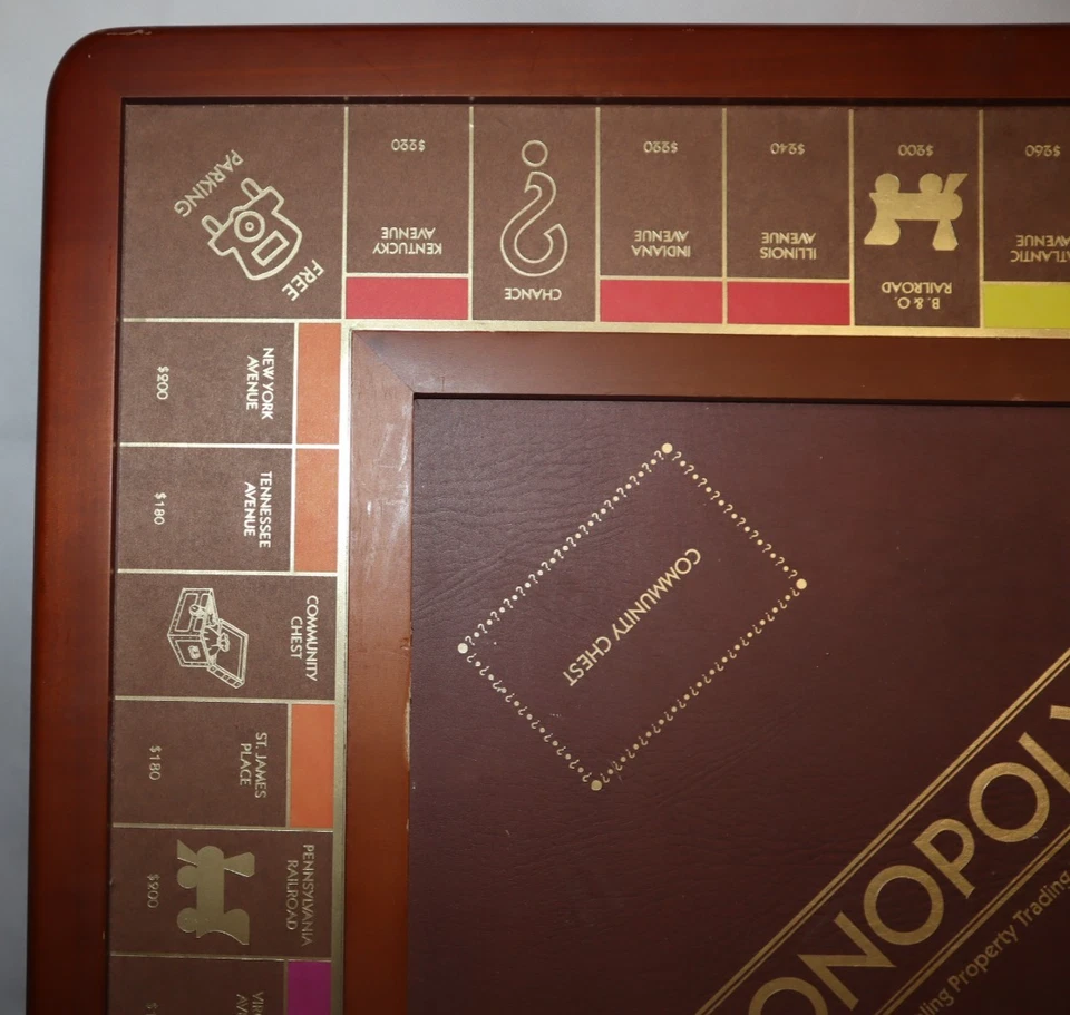 MONOPOLY LUXURY EDITION COLLECTIBLE BURL WOOD BOARD GAME WOODEN GOLDEN **READ*** - Image 4 of 4