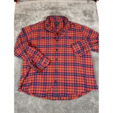 Orvis Perfect Flannel Shirt Men XL Classic Fit Red Blue Plaid Long Sleeve Cotton