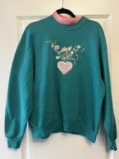 VTG 90s Women’s Pullover Sweater Size L Made In USA Grandma Core Cottage Core