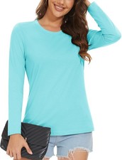 Crew-Neck T-Shirt for Women Cotton Casual Long-Sleeve Classic-fit Tee Soft Ba...