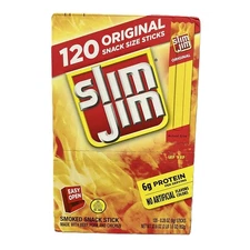 Slim Jim Original Slim 0.28 Oz Spicy Smoked Snack 100 Ct Box
