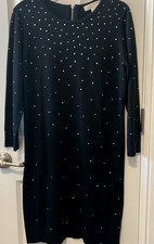 MICHAEL Michael Kors Embellished Black Sweater Dress Sz L Long Sleeve