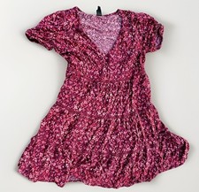 Wild Fable Purple Pink Short Floral Dress M Summer Cottagecore Peasant Babydoll