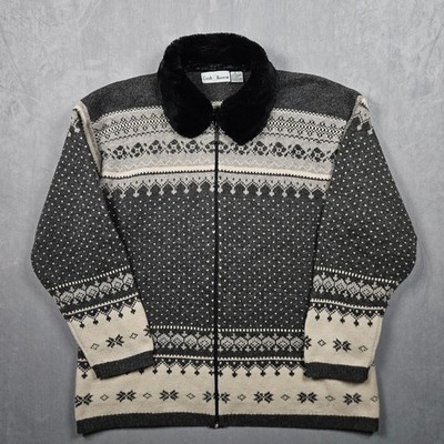 Vintage Croft & Barrow Sweater Womens Large Lambswool Angora Full Zip Nordic
