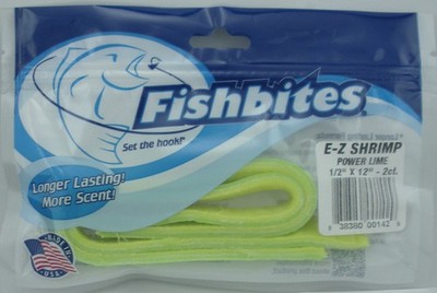 Fishbites 00142 E-Z Shrimp Color Power Lime 1.2'' x 13'' Long Lasting 2CT