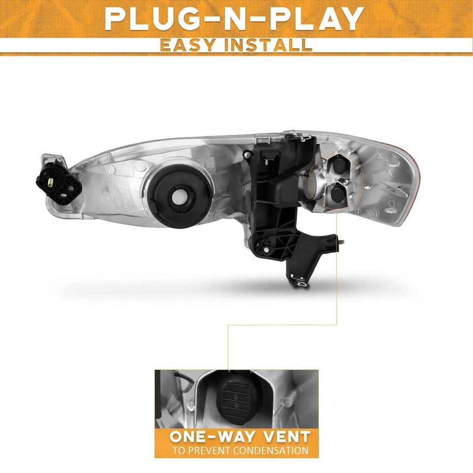 Pair Headlights For 1998-2000 Toyota Corolla Chrome Headlamp Assembly L+R,Used Foto 3 de 4