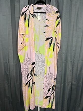 NWT Bel Kazan x Anthropologie Kimono Duster OS Pink Rose Neon Floral Boho Hippie