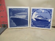 HOLLAND AMERICAN LINE TILES PAIR - ROTTERDAM,AMSTERDAM,ZUIDERDAM,WESTERDAM,ETC.