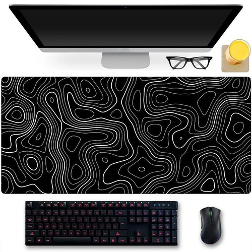 Topographic Mouse Pad Mat Gaming Large Long Extend Black/White Big Mousepad N0T3 - Picture 18 of 21