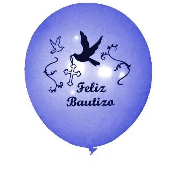 40 Feliz Bautizo Globos Blue White or Pink Balloons Baptism (12") - Image 3 of 4