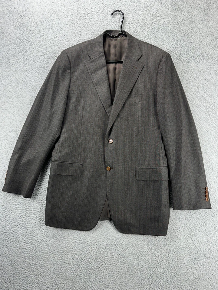 Canali Blazer Mens 54L Adesso Grey Stripe Wool Sport Coat J3 Clothing Italy Made - Image 2 of 4
