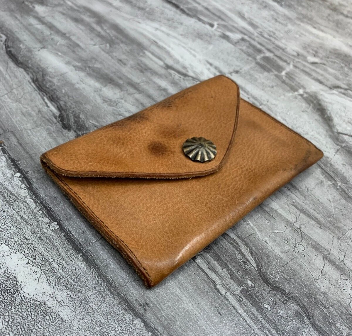 Double RL Leather Concho Card Holder Wallet RRL Ralph Lauren Brown Card Case