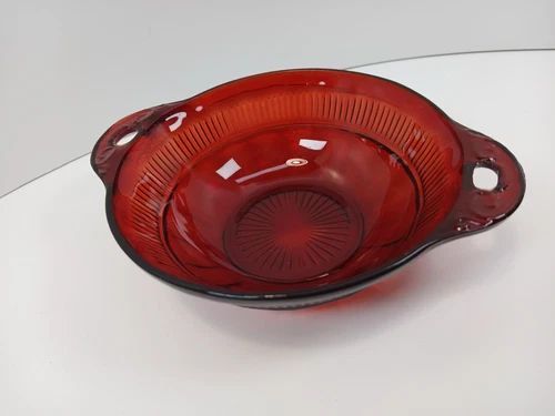 VTG ~ ANCHOR HOCKING GLASS ~ ROYAL RUBY RED CORONATION BERRY BOWL
