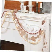 4 Pcs Valentine's Day Wood Bead Garland Felt Heart Garland Farmhouse Wooden
