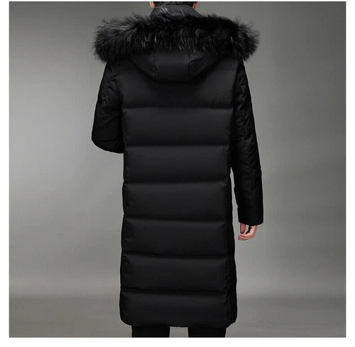 Herren Winter Lang Puffer Warm Kapuze Parka Entendaunen Jacke Mantel Fellkragen Dick - Bild 8 von 21