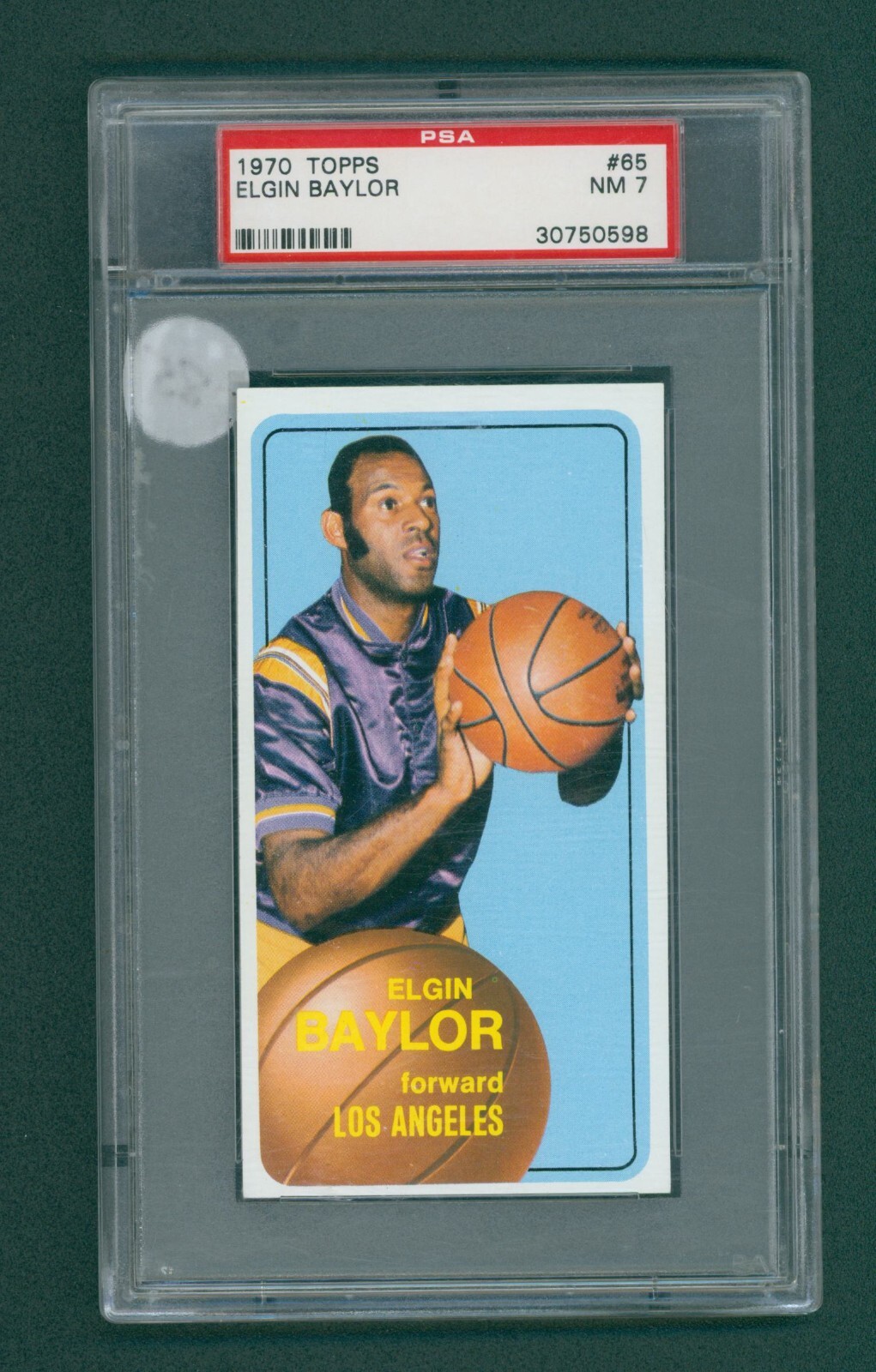 1970 Topps Basketball Card - #65 Elgin Baylor, PSA 7 NM