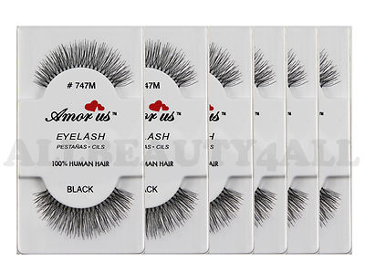 AmorUs #747M 100% Human Hair False Eyelashes (pack of 6Pairs) compare Red Cherry